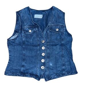 Howard Wolf Womens Casual Sleeveless Blue Denim Vest Size 12